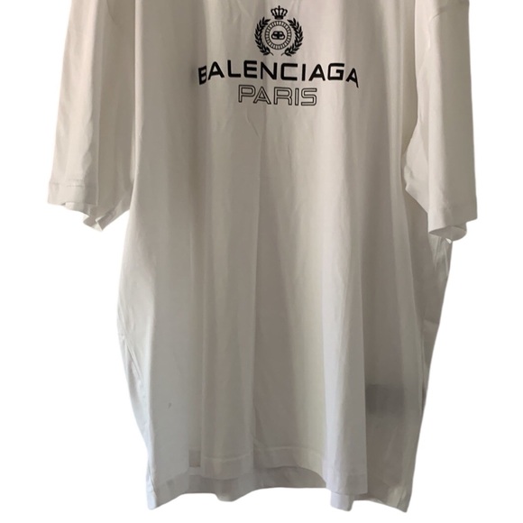 🆕 Balenciaga - Logo-Print Cotton-Jersey T-Shirt - White - Picture 3 of 9